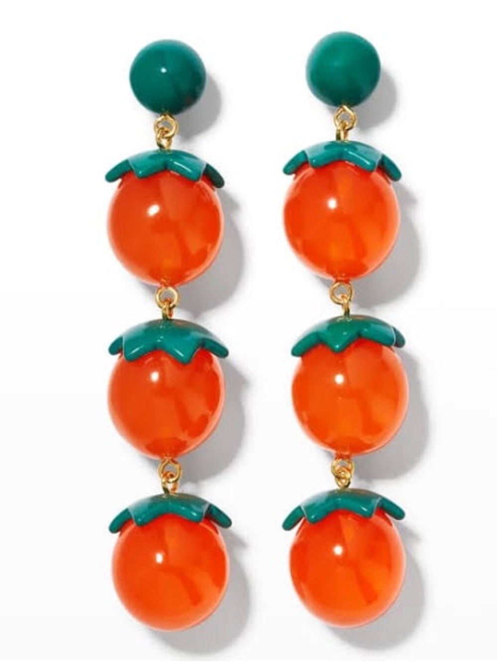 Lele Sadoughi Orange and Green Triple Drop Earrings - Picture 4 of 7